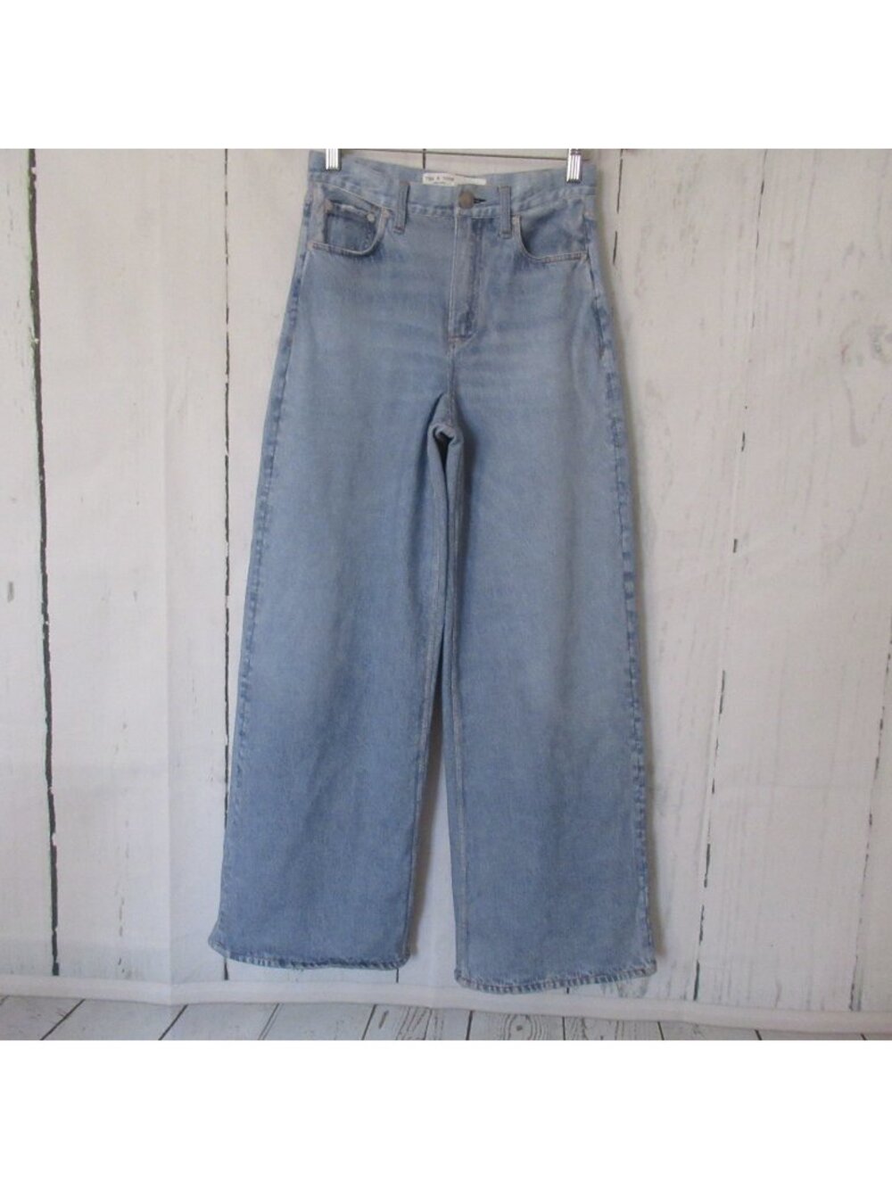 Rag & Bone Jeans 26 High Rise Ultra Wide Leg Light Wash Lightweight - Picture 1 of 7